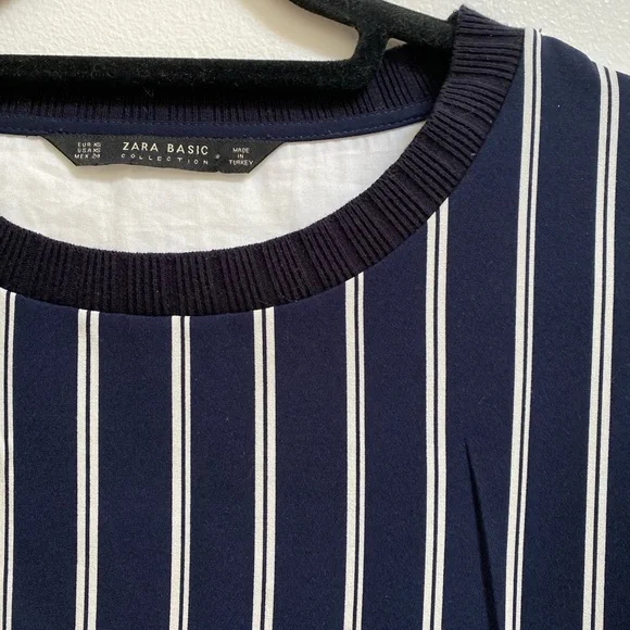 Zara Combination Poplin Crewneck Top XS - Picture 2 of 4